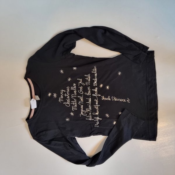 Shirt met lange mouw Jilly 122/128 zwart met zilveren tekst